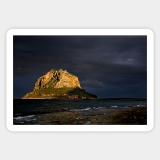 Natural spotlight on the Greek Gibraltar - Monemvasia Sticker